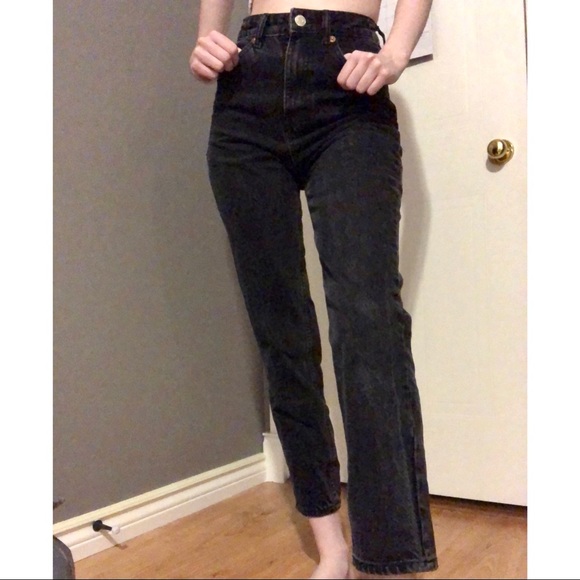 High Waisted Zara Black Wash Straight Leg Jeans - Picture 3 of 3